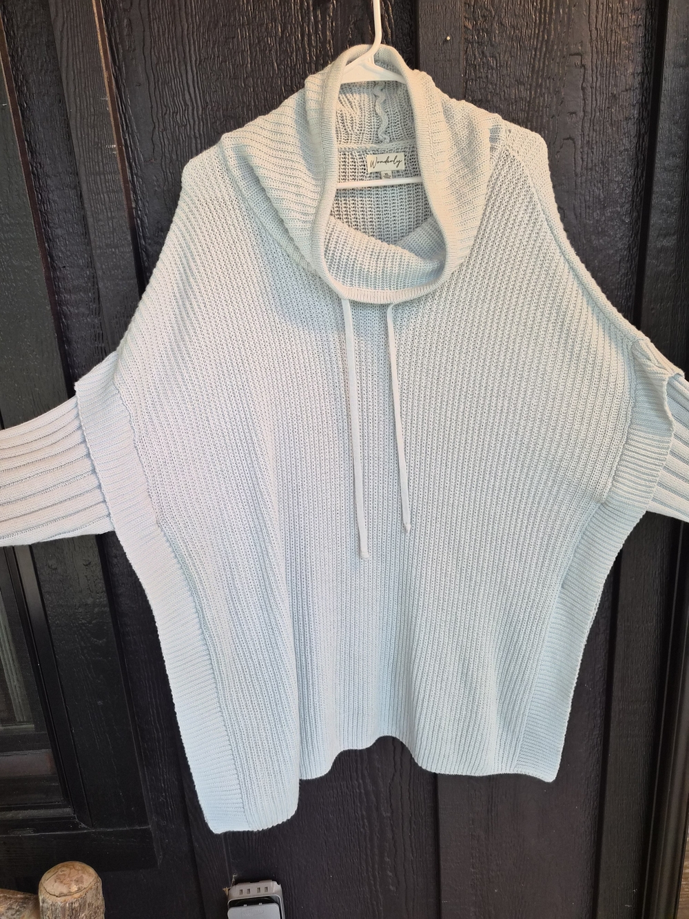Wonderly Light Blue Cowl Neck Knit Sweater